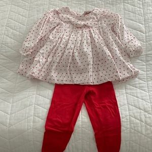 Cecil and Lou Red and White Swiss Dot Legging Set